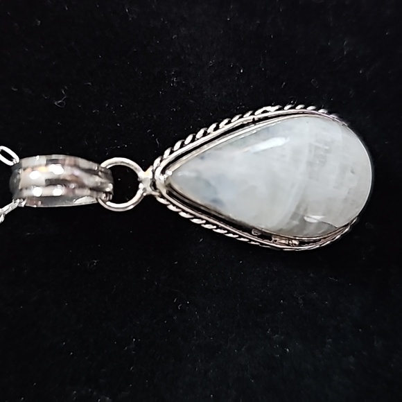Rainbow Moonstone Silver Necklace - Picture 2 of 5